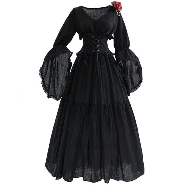 NSPSTT Victorian Dress Renaissance Costume Women Gothic Witch Dress Medieval Wedding Dress