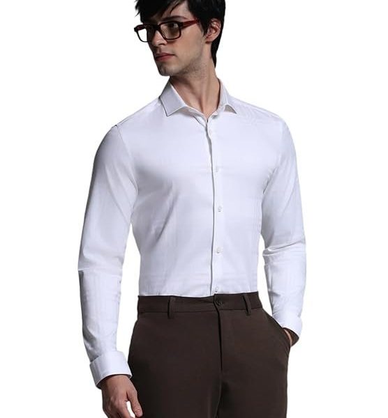 JACK & JONES Men's Cotton Solid Slim Fit Shirt