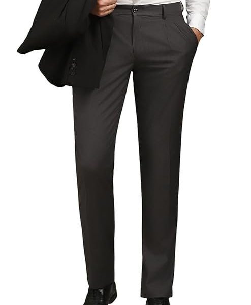 Louis Philippe Men's Regular Fit Mid Rise Premium Fabric Pleated Formal Trouser