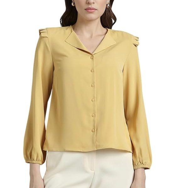 Van Heusen Women Polyester Regular Fit Solid Full Sleeve Casual Shirt