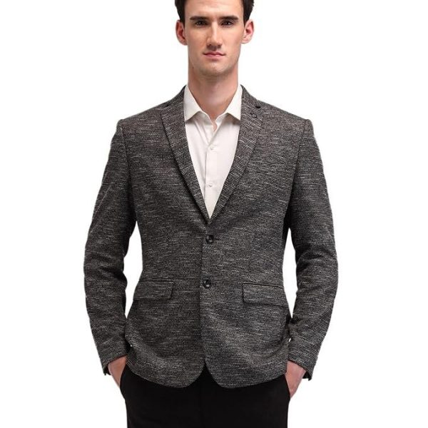 Arrow Mens Brown Self-Design Notch Collar Long Sleeve Formal Polyester Slim Fit Blazer