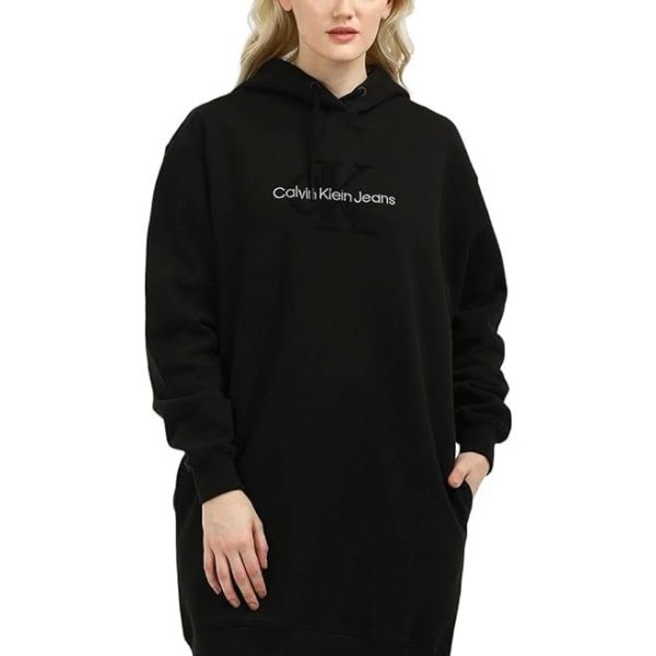 Calvin Klein Jeans Cotton Hooded Neck Sweatshirt Dress