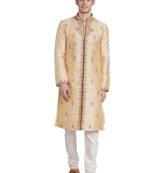 Manyavar Men's Cotton Solid Regular Kurta Set