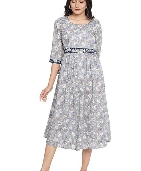 Aurelia Women Fit and Flare Knee-Length Cotton Gathe Dress