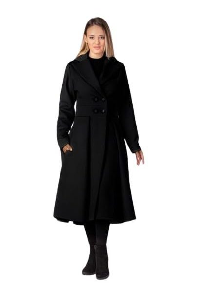 Jangid Fashion Winter Jacket for Women, Overcoat, Long Dress Coat, Full Sleeve Polyester Double Breasted Coat-Black