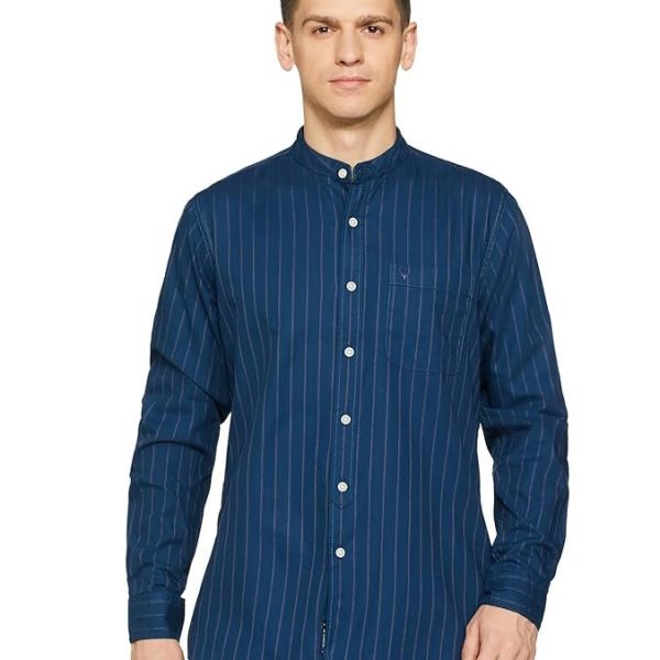 Allen Solly Men's Regular Fit Mandarin Collar Casual Shirt