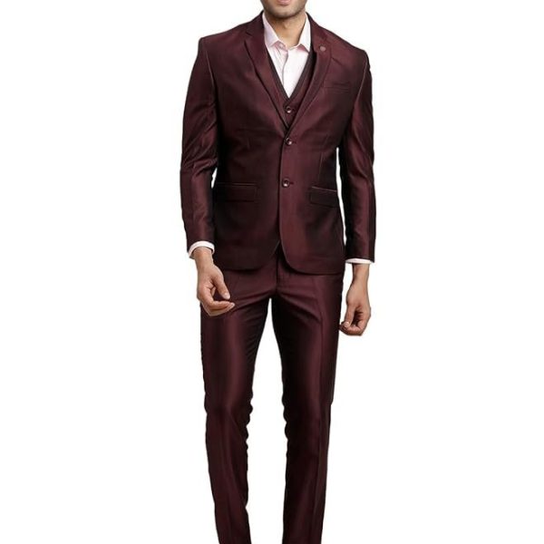 Turtle Men Poly-Viscose Dobby Print Full Sleeve Three Piece Party Suit