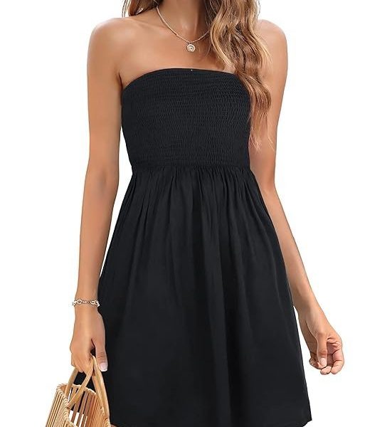 Summer Dress for Women Beach Boho Strapless Cover Ups Off Shoulder Floral Sundresses