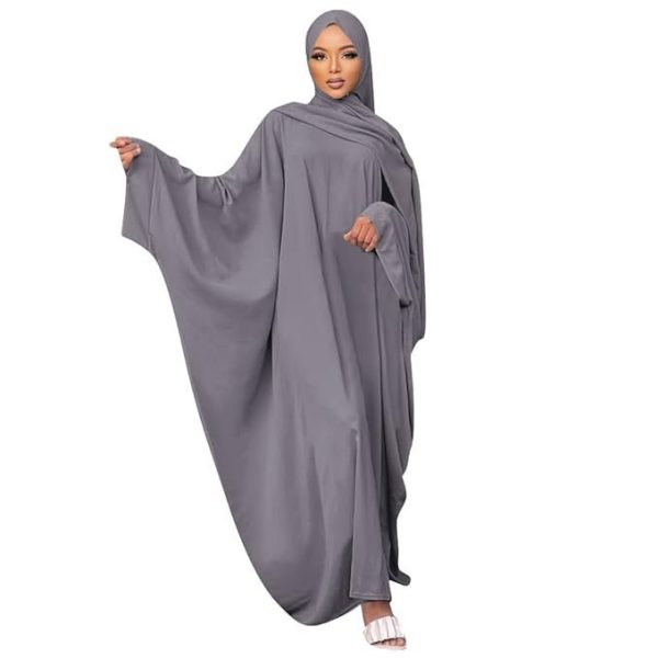 IKADEX Muslim Dress for Women Pakistani Kaftan Abaya Robe + Hijab Arabic Islamic Prayer Clothes Dubai Outfits