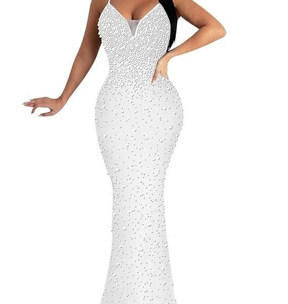 MAYFASEY Women's Sheer Mesh Dress Birthday Bodycon Rhinestone Dress See Through Glitter Elegant Mini Dress Party Night Dress, E-white, L