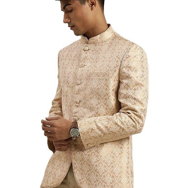 VASTRAMAY Men's Jacquard Jodhpuri