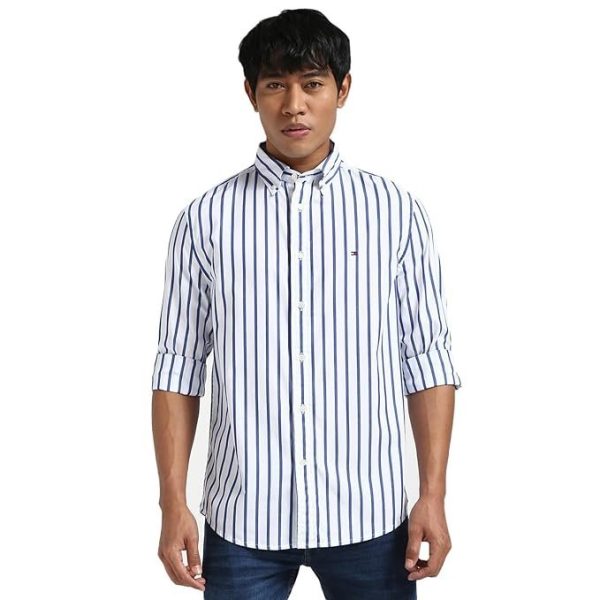 Tommy Hilfiger Men's Cotton Striped Regular Fit Shirt
