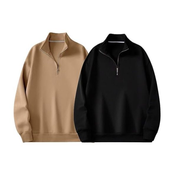 Trillion Half Zipper Solid Sweatshirt for Men (Pack of 2)