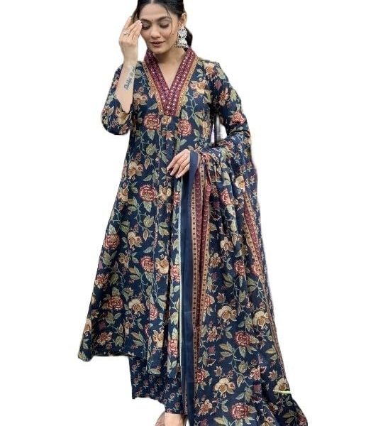 Nermosa Women Printed A-Line Kurta and Pant Set with Dupatta