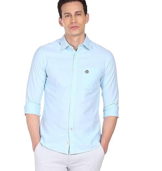 U.S. POLO ASSN. Men's Solid Spread Collar Premium Cotton Oxford Tailored Fit Shirt