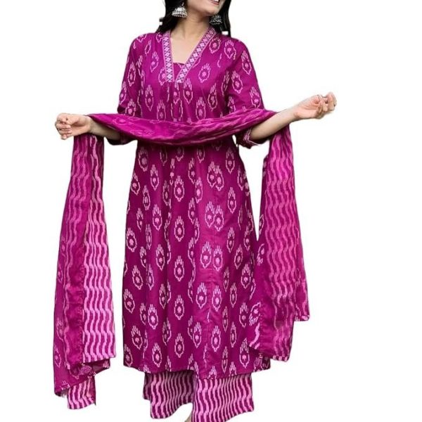 Alvami Women Anarkali Kurta and Pant Set with Dupatta