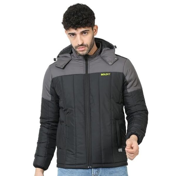 Boldfit Jacket For Men Winter Wear Puffer Standard Length Jacket For Men Monsoon Winter Wear For Men Hooded Winter Jackets For Men Padded Bomber Jacket For Men Full Sleeve Men's
