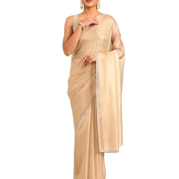 MOHEY Women's Organza Embroidery|Stone Embellished Saree