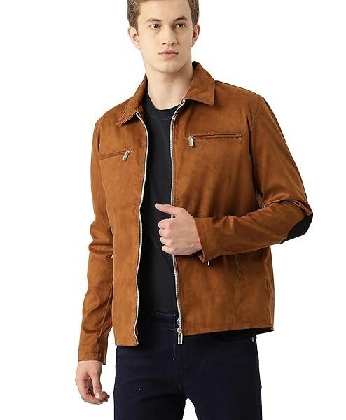 Leather Retail Suede Faux Leather Jacket For Men's