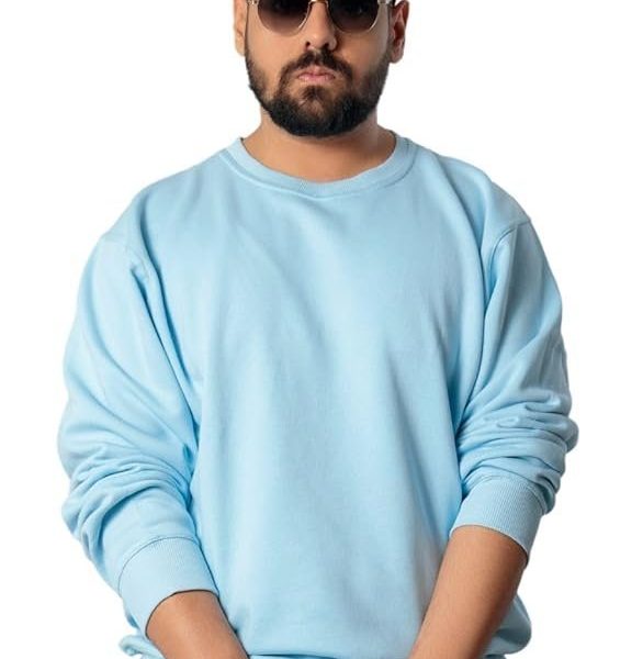 Todo BASIQUE Mens Cotton Ribbed Round Neck Full Sleeve Sweatshirt | Baggy Crew