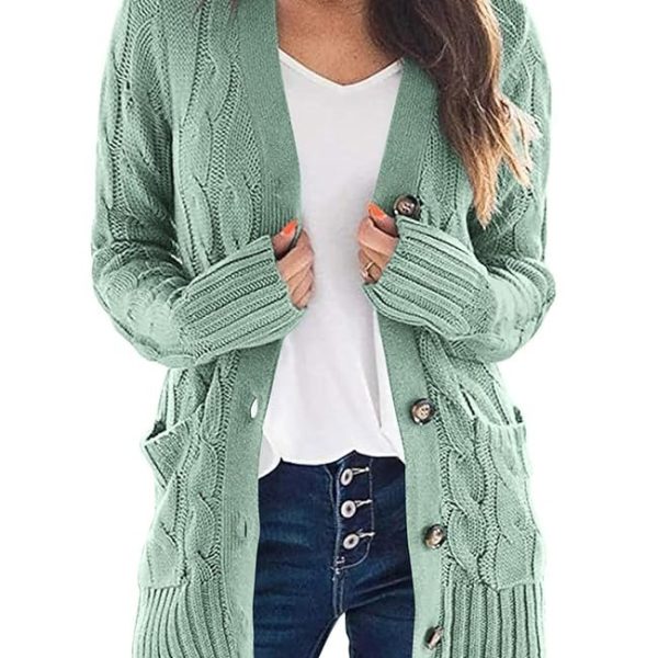 PRETTYGARDEN Women's Open Front Cardigan Sweaters Fashion Button Down Cable Knit Chunky Outwear Coats