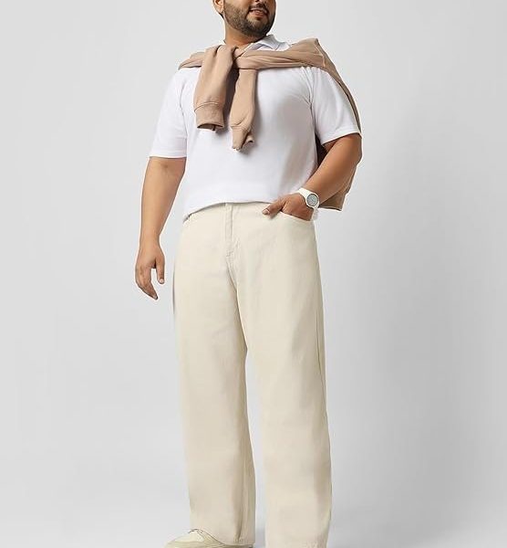 Urbano Plus Men's Loose Baggy Fit Washed Jeans Non-Stretchable