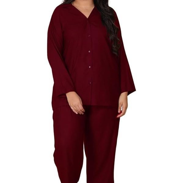 Lastinch Women Maroon Sweet Dreams Night Suit Set