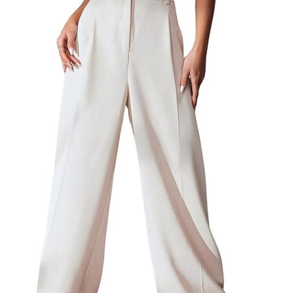 GRECIILOOKS Women High Rise High Waist Trousers Flared Korean Style Formal Pants| Elegant Workwear for Office, College & Events