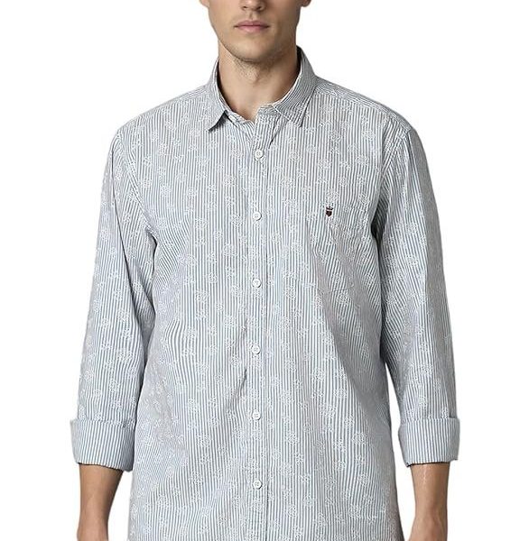 Louis Philippe Men's Cotton Printed Slim Fit Shirt