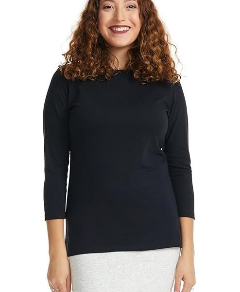 ESTEEZ 3/4 Sleeve Cotton T-Shirt for Women Base Layering Top Snug Fit Under Scrubs