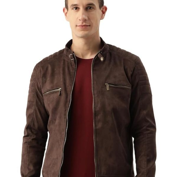 Leather Retail Coffee-Colored Suede Jacket For Men's