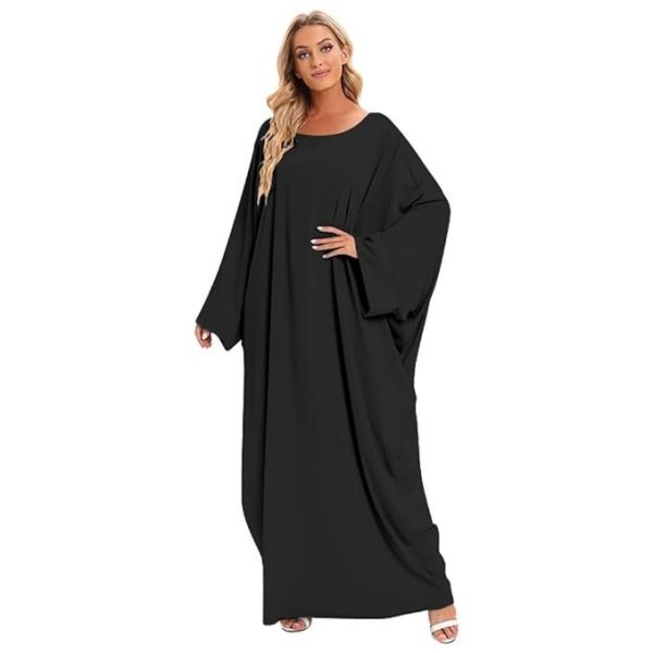 IKADEX Muslim Dress for Women Pakistani Kaftan Abaya Robe + Hijab Arabic Islamic Prayer Clothes Dubai Outfits
