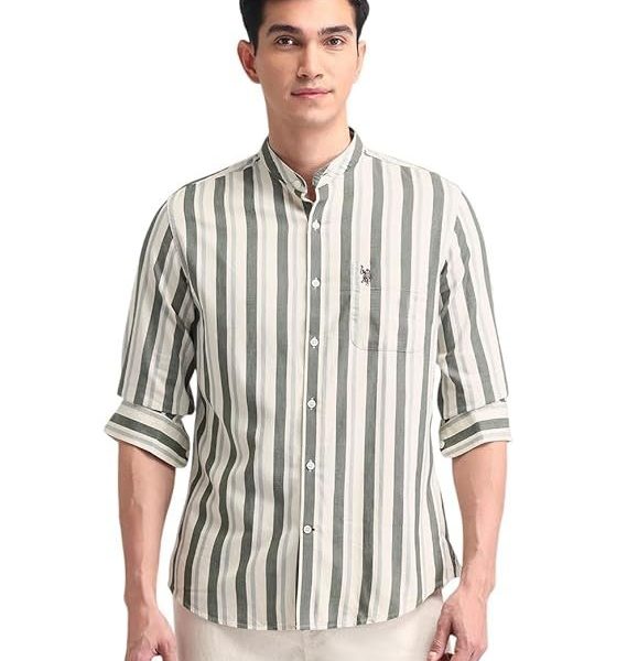 U.S. POLO ASSN. Denim Co. Men's Pure Cotton Slim Fit Shirt