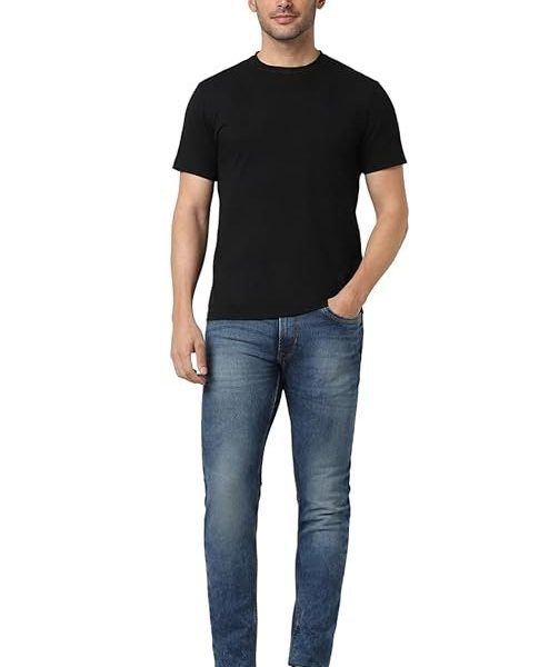 Peter England Men's Premium Skinny Fit Stretchable Mid Rise Jeans Navy, 36