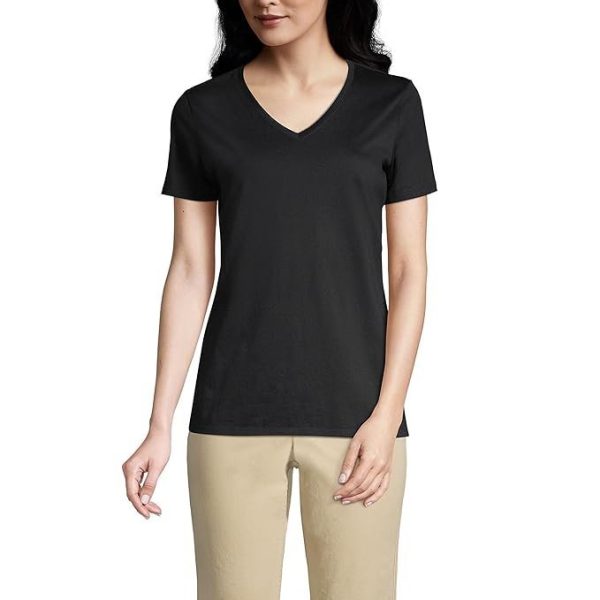 Lands' End Women's Tall Relaxed Supima Cotton Short Sleeve V-Neck T-Shirt