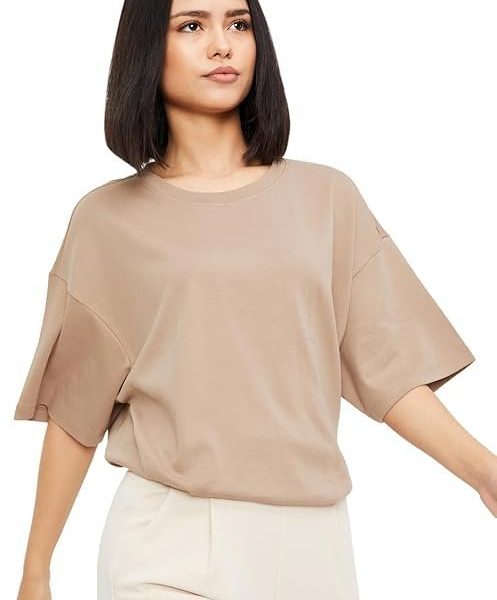 Max Women's Solid Regular Fit Tshirt
