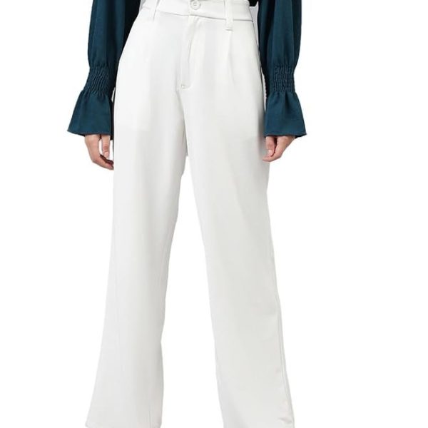 KOTTY Women's Relax Fit Straight Leg Tie Waist Pants