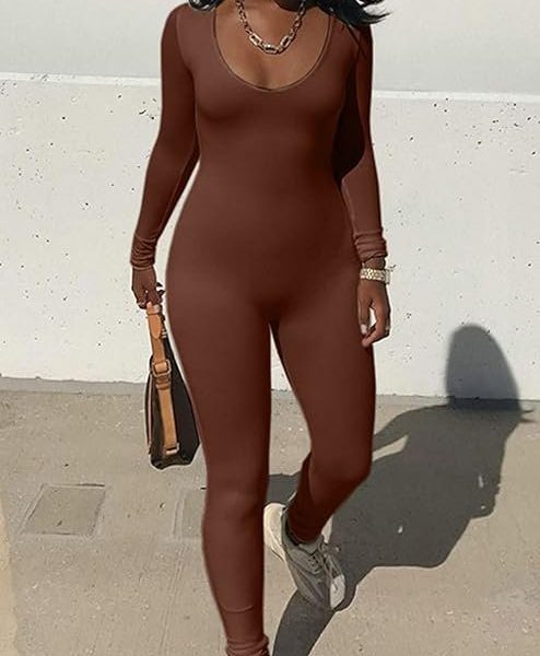 Mulisky Women's Sexy Long Sleeve Bodycon Jumpsuit Rompers One Piece Outfits