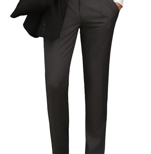 Louis Philippe Men's Regular Fit Mid Rise Premium Fabric Pleated Formal Trouser