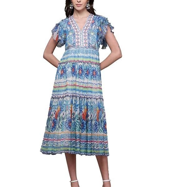 Label RITU KUMAR Blue Malibu Long Dress