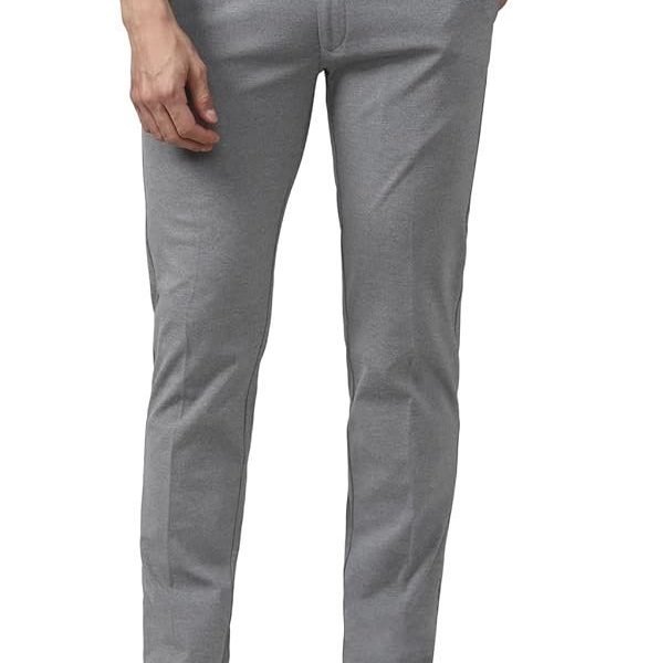 Peter England Men's Slim Fit Mid Rise Formal Stretchable Knit Super Trouser | Comfort Lycra | 360-Degree Stretch