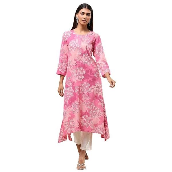 BIBA Women's 100% Rayon Printed Straight Kurta
