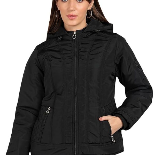 ELLIPSE Nylon Full Sleeves Regular Fit Fashionable & Stylish Winter Waterproof Jakcet With Hoodie For Women's