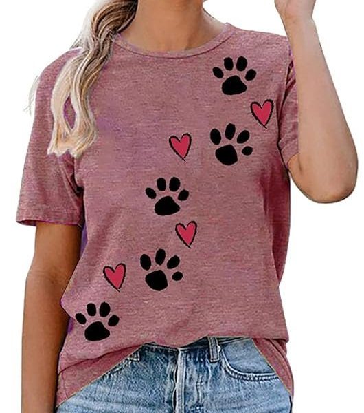 Love Heart Dog Paw Print Sweatshirts Women Long Sleeve Pullover Tops Casual Blouse