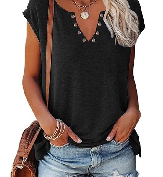 ETCYY NEW Tank Tops for Women, Cute Sleeveless V Neck Workout Tops Printed Running Casual Athletic T Shirts