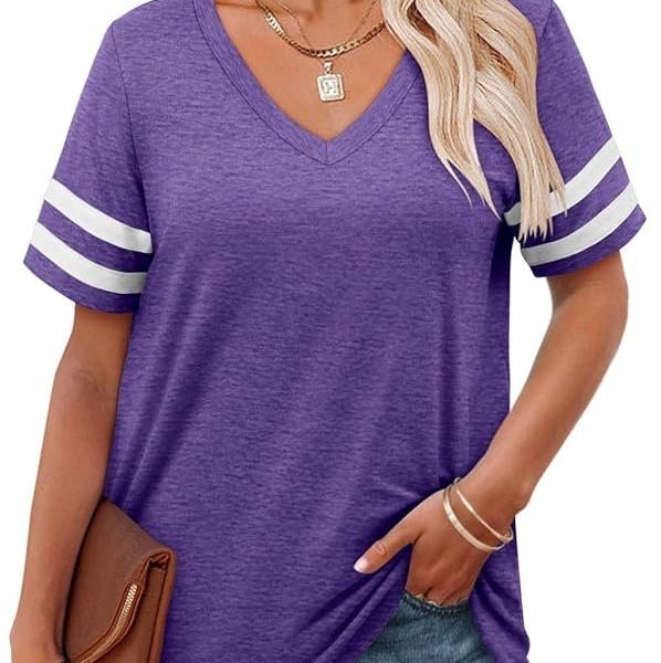 Angerella Women's Summer Waffle Knit Tunic Blouse Loose Fitting Tops