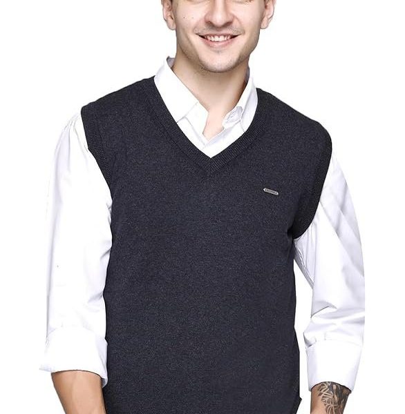 GODFREY Mens V-Neck Premium Cotton Sleeveless Sweater Half