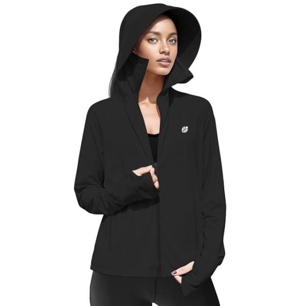 Venzina® Women's UPF 50+ Lightweight Athletic Jacket UV Sun Protection Full Zip Cooling Hoodie Long Sleeve Sunscreen Protective Clothing for Women for Outdoor Hiking, S-XL