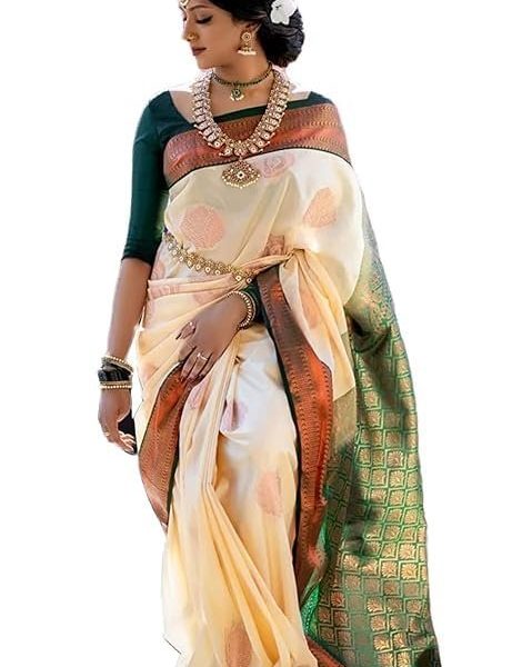 Harshiv enterprise Pure Original Kanchi Kanjivaram Zari weaving silk Royal Rajwadi Kalamkari desinger Saree With Blouse piece for Wedding