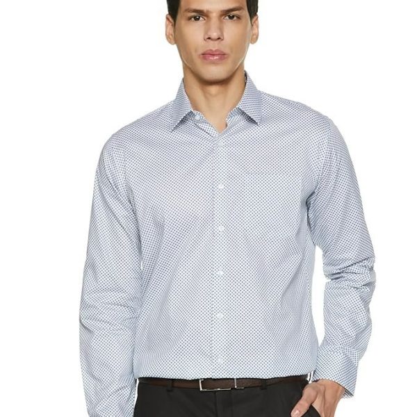 Van Heusen Men's Slim Fit Premium Business Formals 100% Cotton Print Shirt